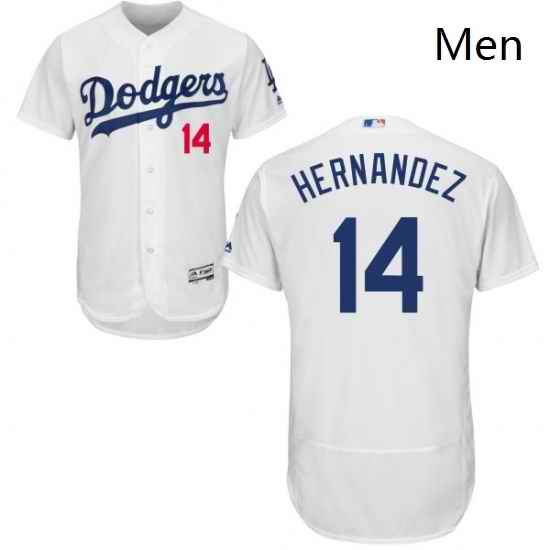 Mens Majestic Los Angeles Dodgers 14 Enrique Hernandez White Home Flex Base Authentic Collection MLB Jersey